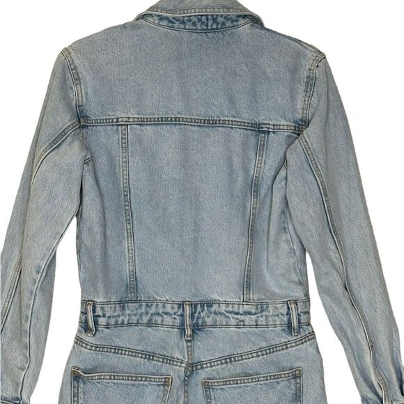 Zara Denim Jumpsuit Long Sleeve Shorts | Size S - Picture 8 of 11